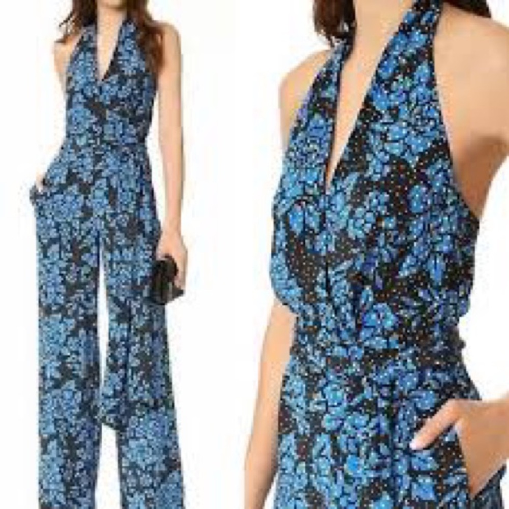NWT DVF halter jumpsuit silk size 6